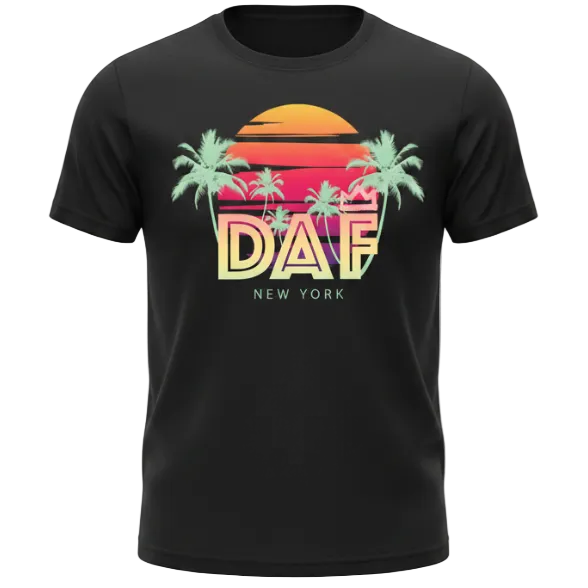 DAF Tropical Sunset T-shirt Black - Ghost Mannequin