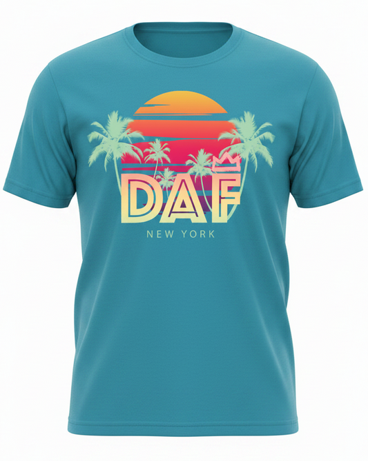 DAF Tropical Sunset T-shirt Aqua - Ghost Mannequin
