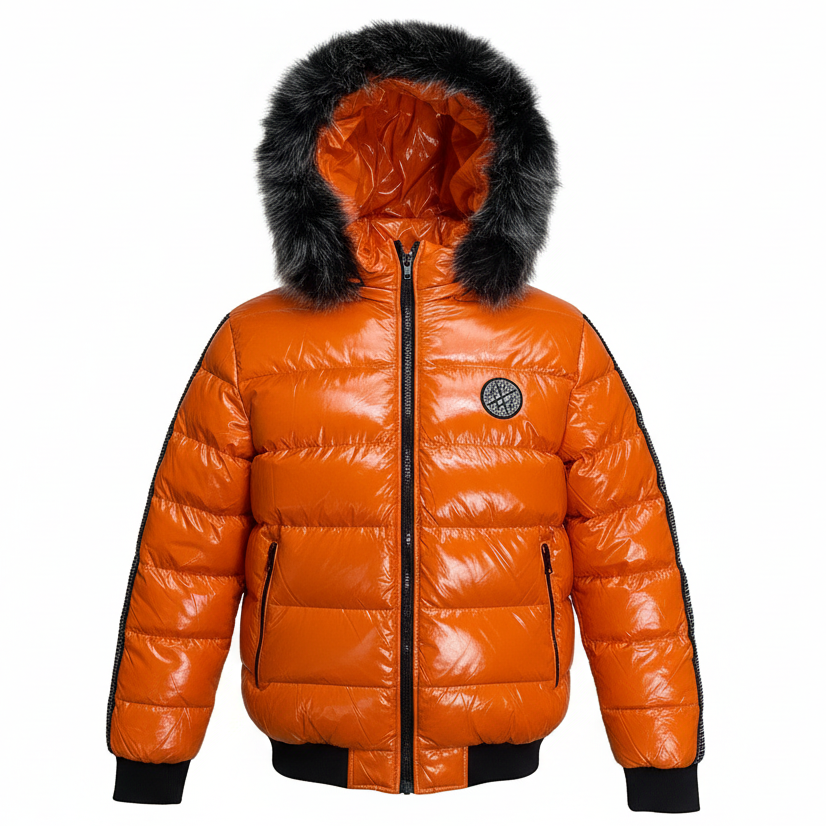 Orange Puffer Ghost Mannequin Front View