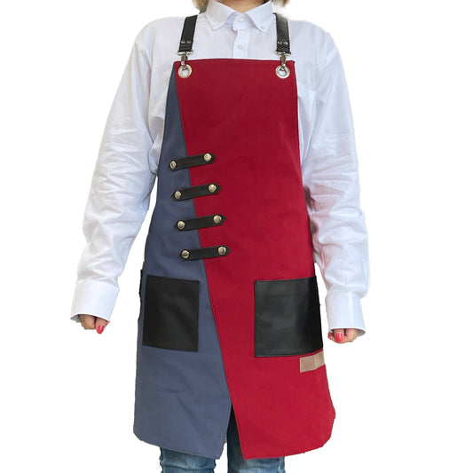Utility Apron By Zouhad Red and Blue