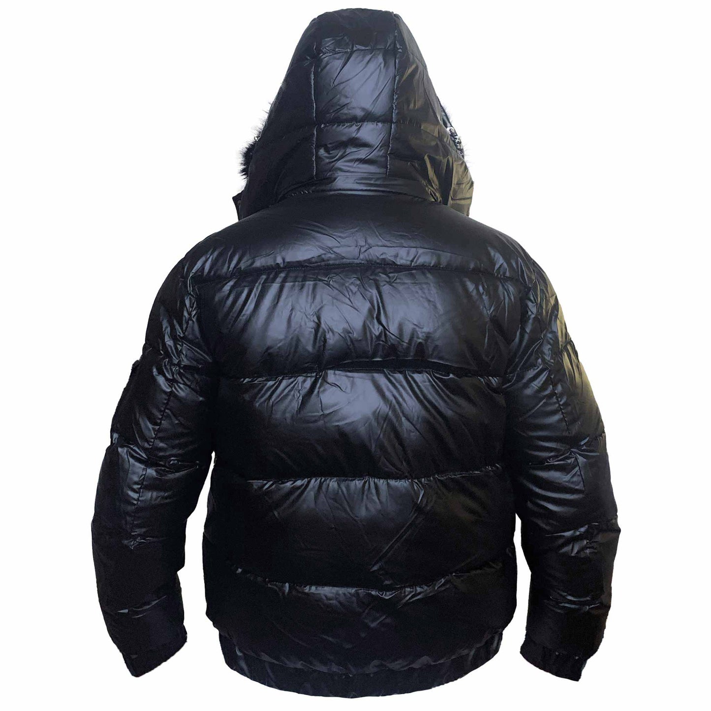 Black Matte Gloss Hooded Puffer