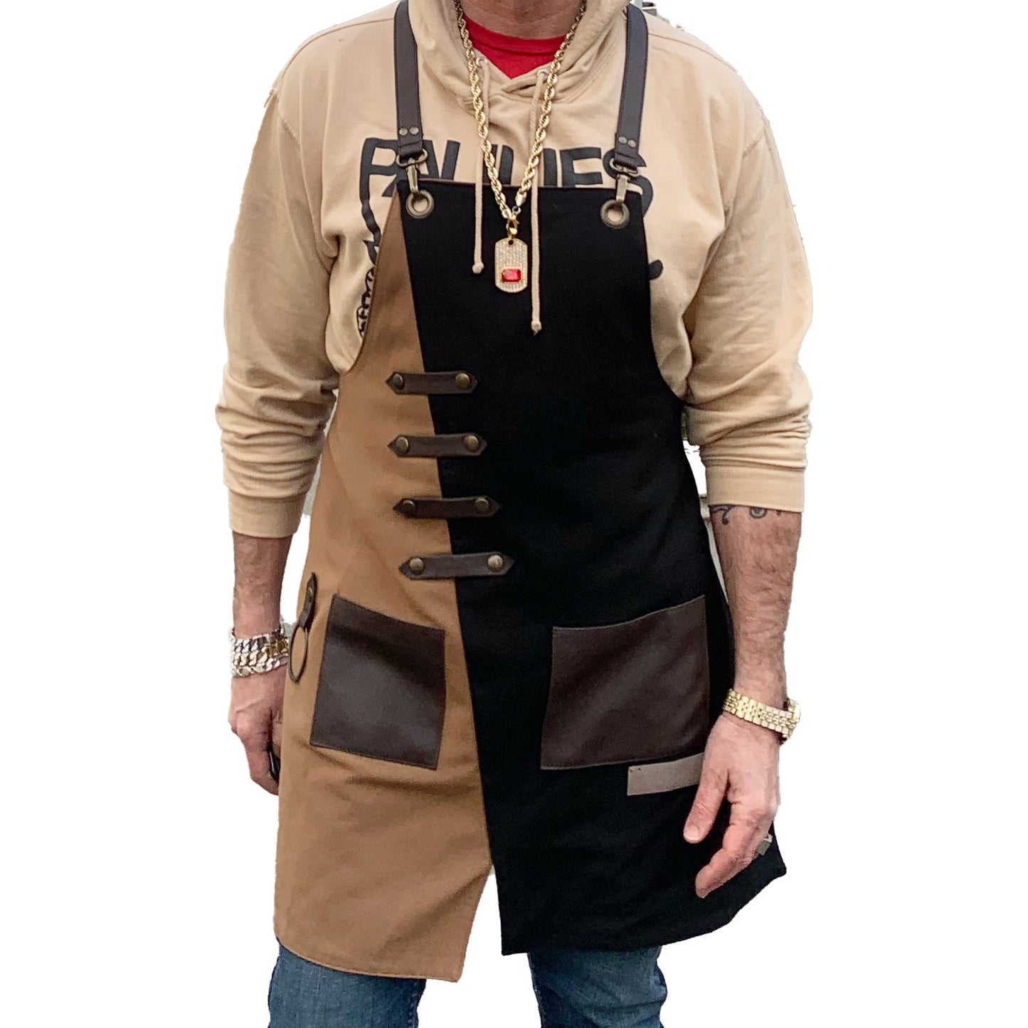 Utility Apron By Zouhad Black and Brown